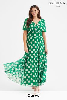Scarlett & Jo Green Isabelle Angel Sleeve Maxi Dress (B74133) | AED527