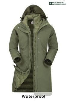 Mountain Warehouse Green Womens Alaskan 3-In-1 Waterproof Long Jacket (B74180) | $300