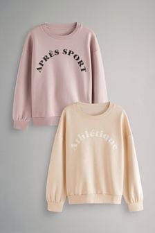 The Set Pink/Neutral 2 Pack Graphic Slogan Sweatshirts (B74274) | $51