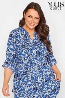 Yours Curve Blue Pintuck Shirt (B74379) | AED161