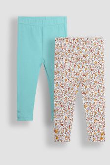 JoJo Maman Bébé Autumn Yellow Floral 2-Pack Leggings (B74399) | $48