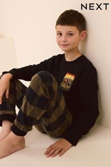 لون أحادي مربعات - Single Long Sleeve Woven 100% Cotton Pyjamas (4-16yrs) (B74534) | ‏107 ر.س.‏ - ‏137 ر.س.‏