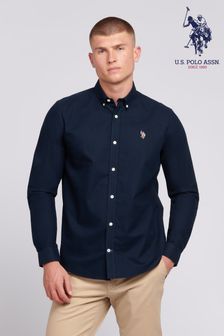 Синій - U.s. Polo Assn. Mens Peached Oxford Shirt (B74559) | 3 433 ₴