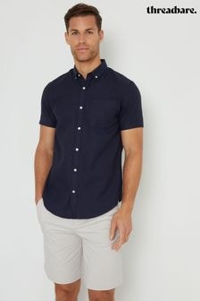 Threadbare Navy Cotton Blend Short Sleeve Shirt (B74618) | $45