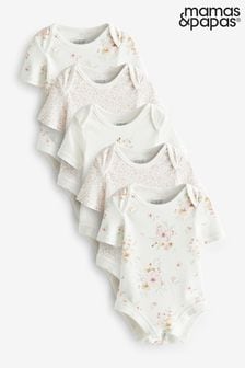 Mamas & Papas 5 Pack Flower Short Sleeve Bodysuits 5 PK (B74648) | kr234