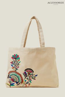 Accessorize Natural Embroidered Shopper Bag (B74650) | SGD 43