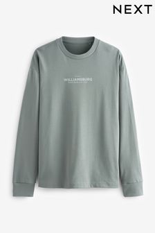 رمادي - Long Sleeve Williamsburg T-shirt (B74704) | 109 ر.ق