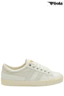 Gola White Ladies Tennis Mark Cox Canvas Lace-Up Trainers (B74736) | $118