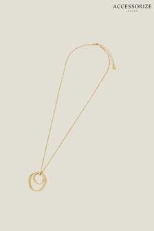 Accessorize Gold Tone Molten Circle Pendant Necklace (B74749) | €22