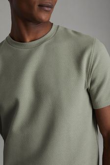 Reiss Pistachio Cooper Slim Fit Honeycomb T-Shirt (B74767) | 353 QAR