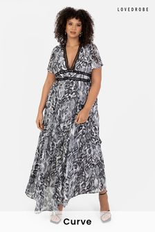 Lovedrobe V-Neck Angel Sleeve Maxi Dress With Trims (B74900) | €79