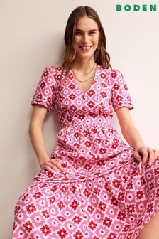 Boden Pink Eve Linen Midi Dress (B74960) | AED749