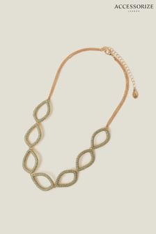 Accessorize Green Encrusted Teardrop Collar Necklace (B75030) | ₪ 80