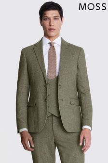 MOSS Slim Fit Green Sage Herringbone Tweed Jacket (B75050) | SGD 308