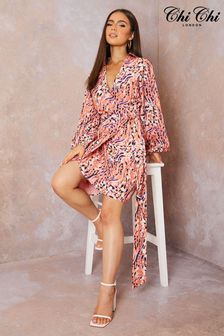Women s Chi Chi London Pink V Neck Dresses Next Luxembourg