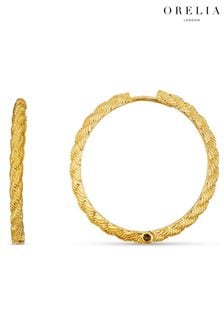 Orelia London 18k Gold Plating Rope Mid Size Hoops Earrings