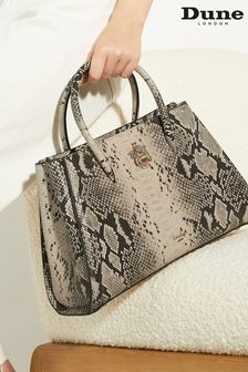 Dune London Black Chrome Daitlyn Structured Top Handle Handbag (B75317) | $200