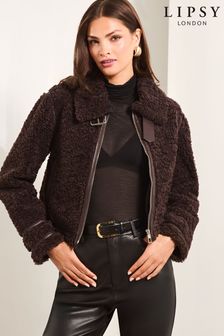 Brun - Lipsy Shearling Biker Jacket (B75429) | €73