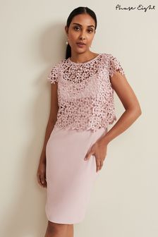 Phase Eight Pink Petite Daisy Lace Midi Dress (B75694) | AED937