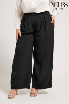 Yours Curve Black Wide Leg Crepe Trousers (B75879) | 249 SAR