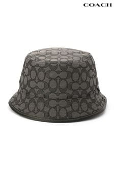 COACH Grey Signature Jacquard Bucket Hat (B75904) | OMR65