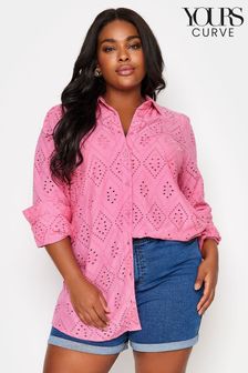 Yours Curve Pink Anglaise Shirt (B76013) | AED172