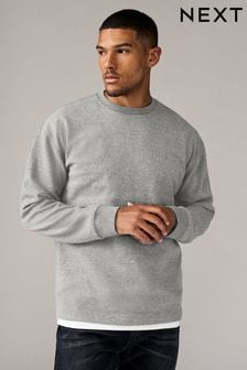 Grey Long Sleeves Brushed Crew T-Shirt (B76096) | $39