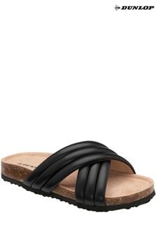 Dunlop Black Open Toe Mules Sandals (B76132) | ₪ 151