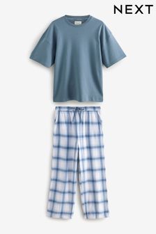 Blue Short Sleeve Flannel Pyjamas (B76221) | €29