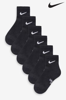 Nike Black Little Kids Performance Quarter Crew Socks 6 Pack (B76511) | €21