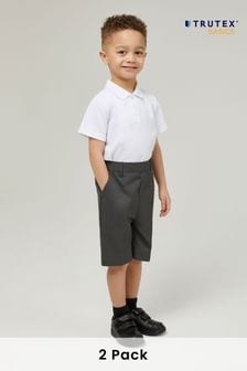 Trutex Junior Boys Slim Leg Grey 2 Pack School Shorts