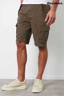 Threadbare Chocolate 100% Cotton Twill Utility Cargo Shorts (B76595) | $51