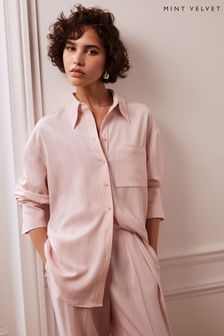 Mint Velvet Pink Pinstripe Oversized Shirt (B76686) | KRW181,500