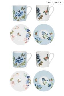 Designers Guild Porcelaine De Chine Espresso Cups and Saucers Set Of 4 (B76768) | 238 QAR