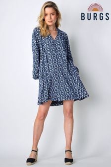 Burgs Womens Blue Sands Button Front Mini Swing Dress (B76842) | OMR25