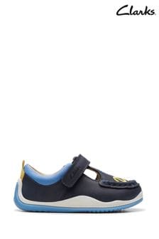 Clarks Navy Blue Noodle Shine T Shoes (B76993) | €47