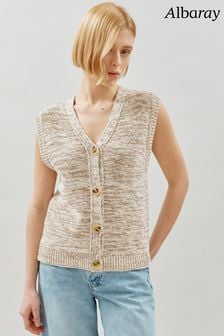 Albaray Relaxed Knitted Tweed Brown Waistcoat (B77057) | kr1 260