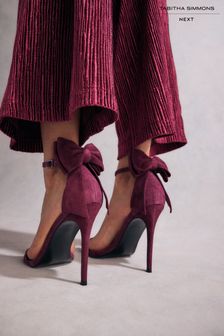 Burgundy Red Tabitha Simmons Lauren Leather Bow Back Sandals (B77207) | $194