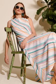 Monsoon Multi Aubree Stripe Dress in Linen Blend (B77310) | €106