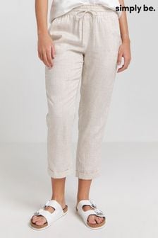 Simply Be Natural Tie Waist Tapered Linen Trousers (B77329) | $48