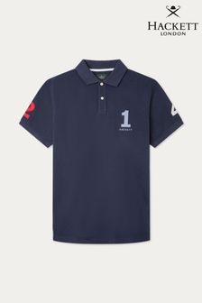 Hackett London Men Blue Short Sleeve Polo Shirt (B77366) | KRW277,500