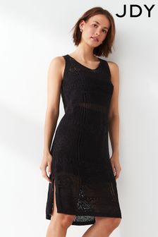 JDY Black Petite Crochet Sleeveless Dress (B77438) | kr338