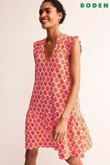 Boden Orange Daisy Jersey Short Tier Dress (B77729) | €89
