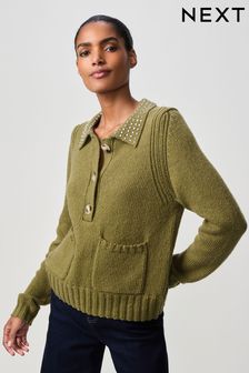Khaki green jumpers womens top