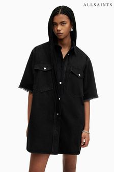 AllSaints Black Lily Short Sleeve Denim Dress (B77846) | $238