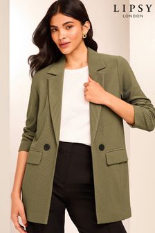 Khaki green blazer womens top