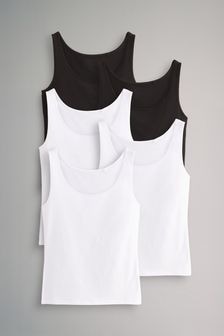 The Set White/Black 5 Pack Scoop Neck Vests (B78074) | $34