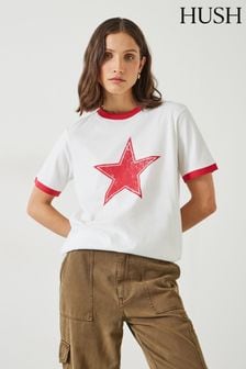 Hush White Shaan Star Ringer T-Shirt (B78331) | €52
