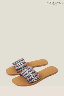Accessorize Blue Leather Woven Sliders