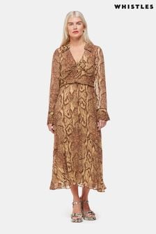 Платье миди для миниатюрных со змеиным принтом Whistles (B78543) | €273